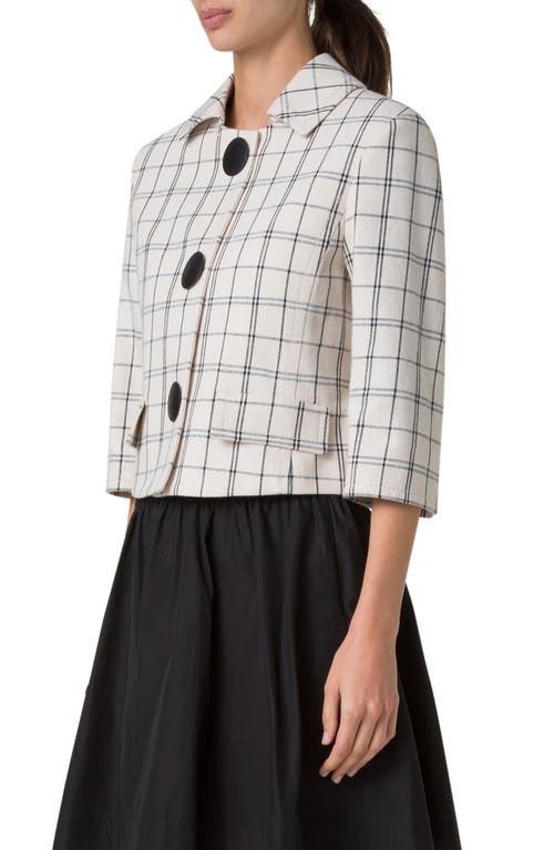Akris Punto Plaid Crop Jacket In Cashew-black