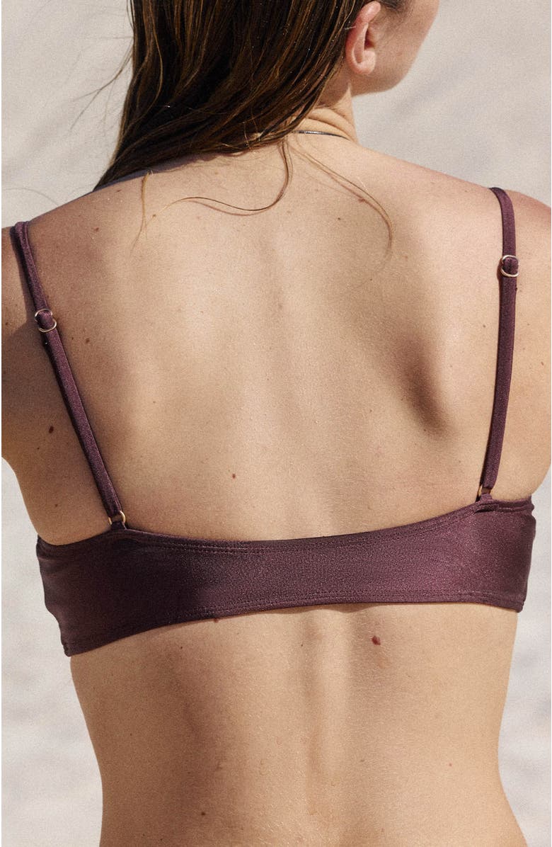 COTTON ON BODY Women's Straight Neck Crop Bikini Top, Alternate, color, Willow Brown Shimmer