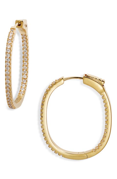 Cubic Zirconia Pavé Inside Out Hoop Earrings