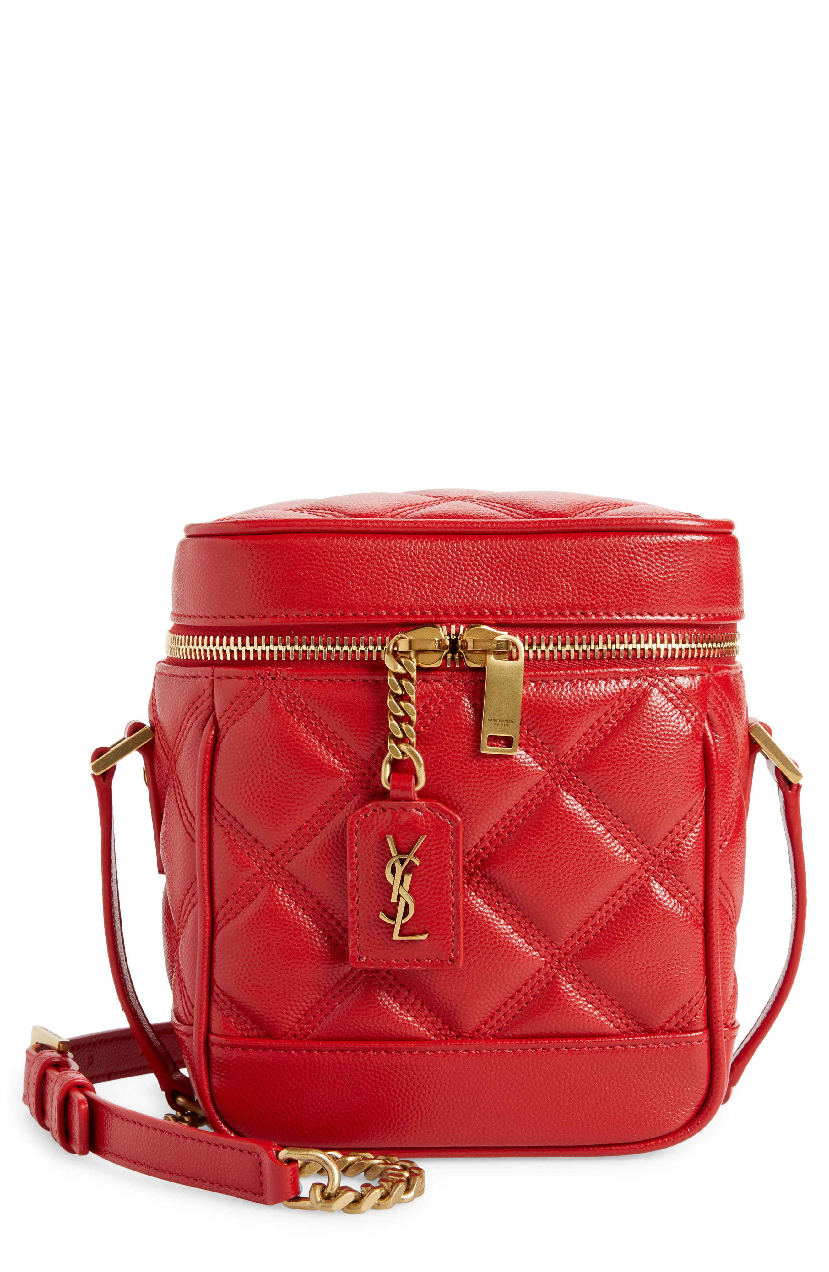 '80s Vanity Case Matelassé Leather Shoulder Bag, Main, color, ROUGE EROS