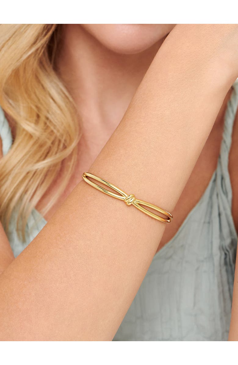 DEVATA Love Knot Bangle Bracelet in Gold Plated Sterling Silver, 8mm, Alternate, color, Yellow Gold