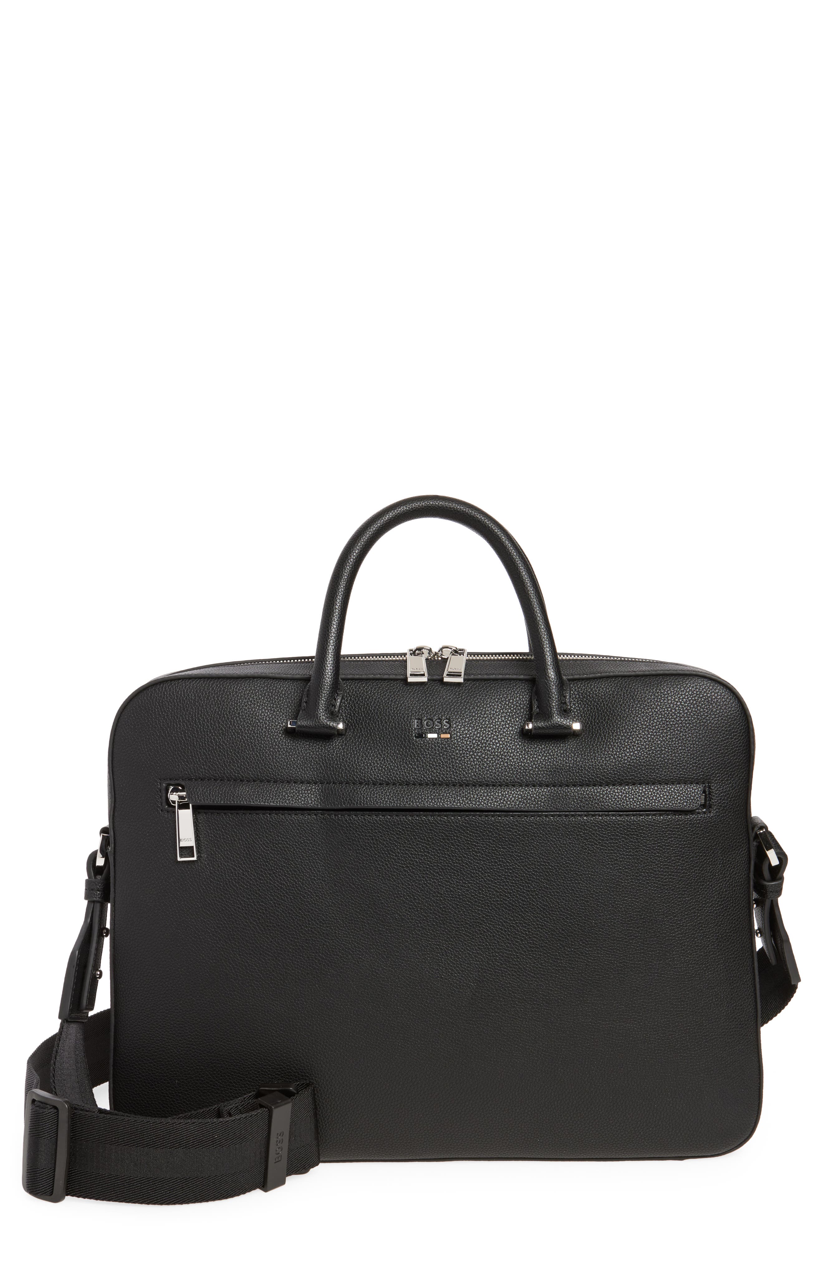 BOSS Ray Faux Leather Document Case, Main, color, Blk