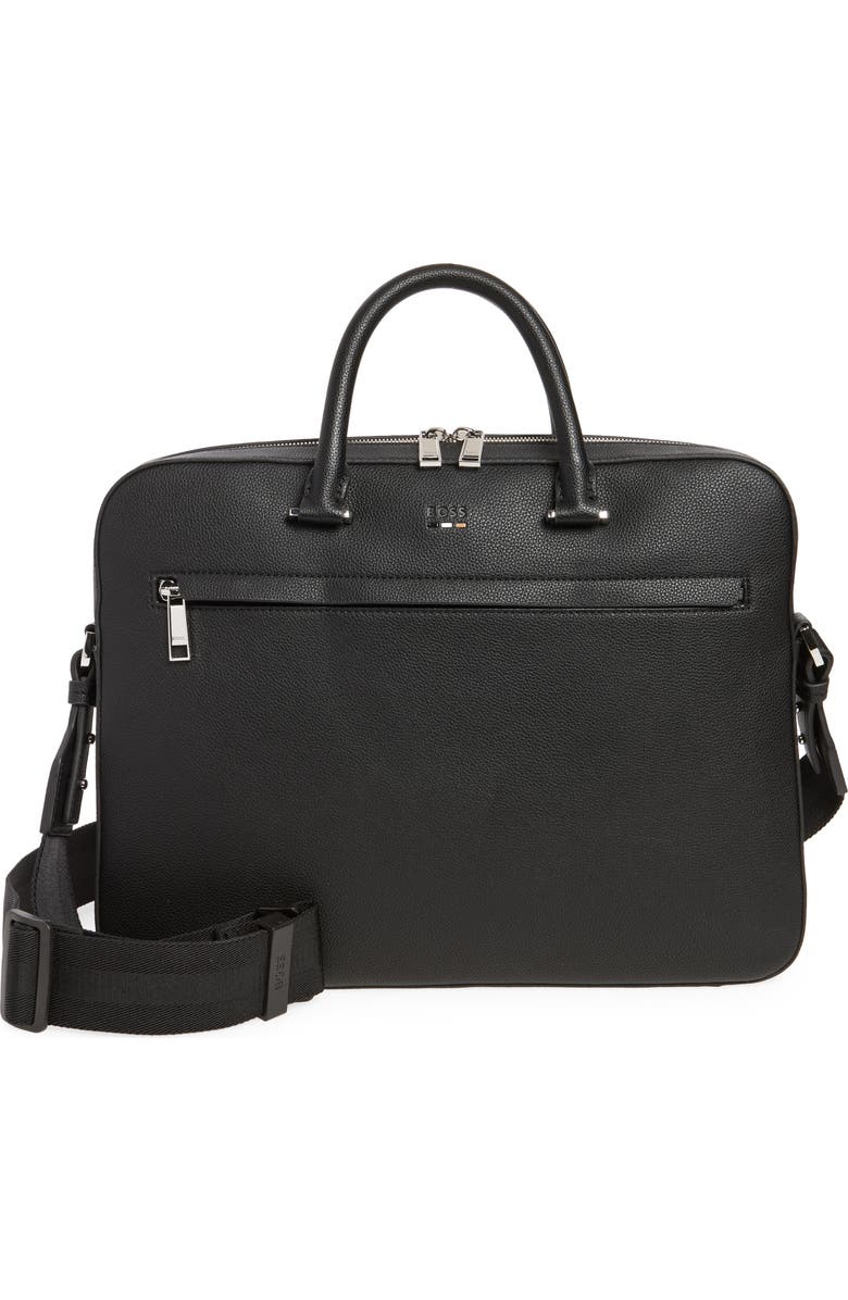 BOSS Ray Faux Leather Document Case, Main, color, Blk
