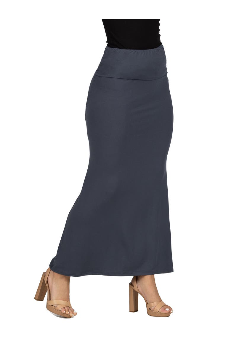 Comfortable Foldover Maxi Skirt, Alternate, color, Charcoal