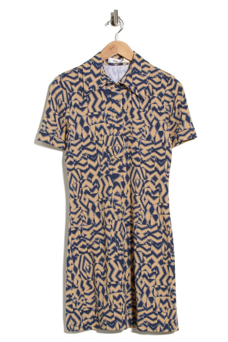 Rachel Cotton & Silk Shirtdress, Main, color, TROY MAZE SMALL GEIGE