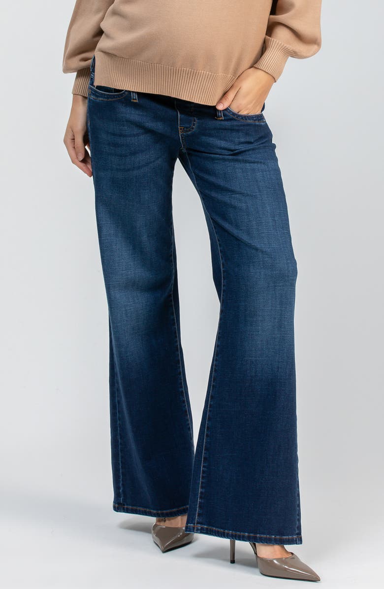 PIETRO BRUNELLI MATERNITY Wide Leg Maternity Jeans, Main, color, Med Dark Wash