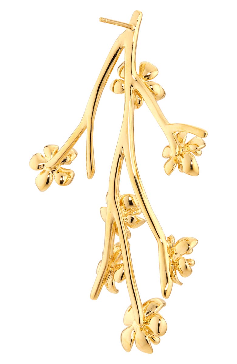 Oscar de la Renta Cherry Blossom Branch Earring, Alternate, color, Yellow Gold