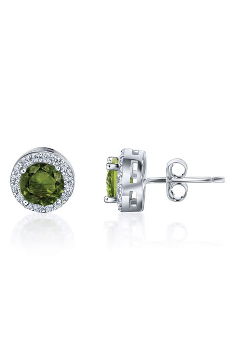 Sterling Silver Brilliant Cubic Zirconia Halo Round Stud Earrings