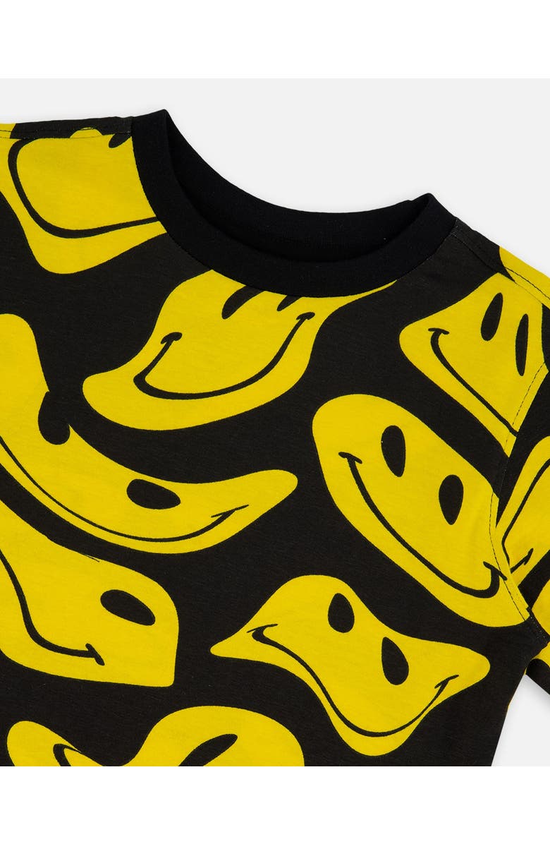 Deux par Deux Boy's Printed Organic Cotton Tee Black And Yellow Smile, Alternate, color, Black And Yellow Smile