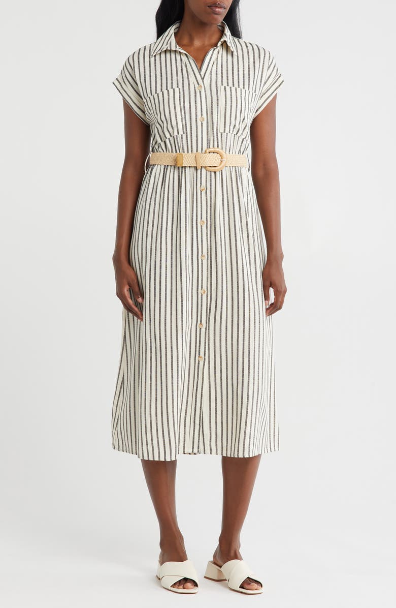 Striped Belted Shirtdress