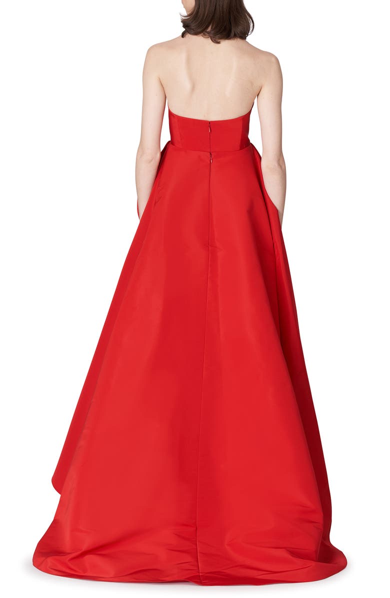 Carolina Herrera Strapless Tiered Ruffle High-Low Silk Gown, Alternate, color, 