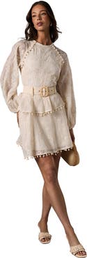 Coast Long Sleeve Tiered Skirt Belted Dress