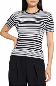 Theory Stripe Merino Wool Rib T-Shirt