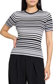 Theory Stripe Merino Wool Rib T-Shirt