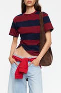 LIONESS In Transit Stripe Ruched Cotton Crop T-Shirt