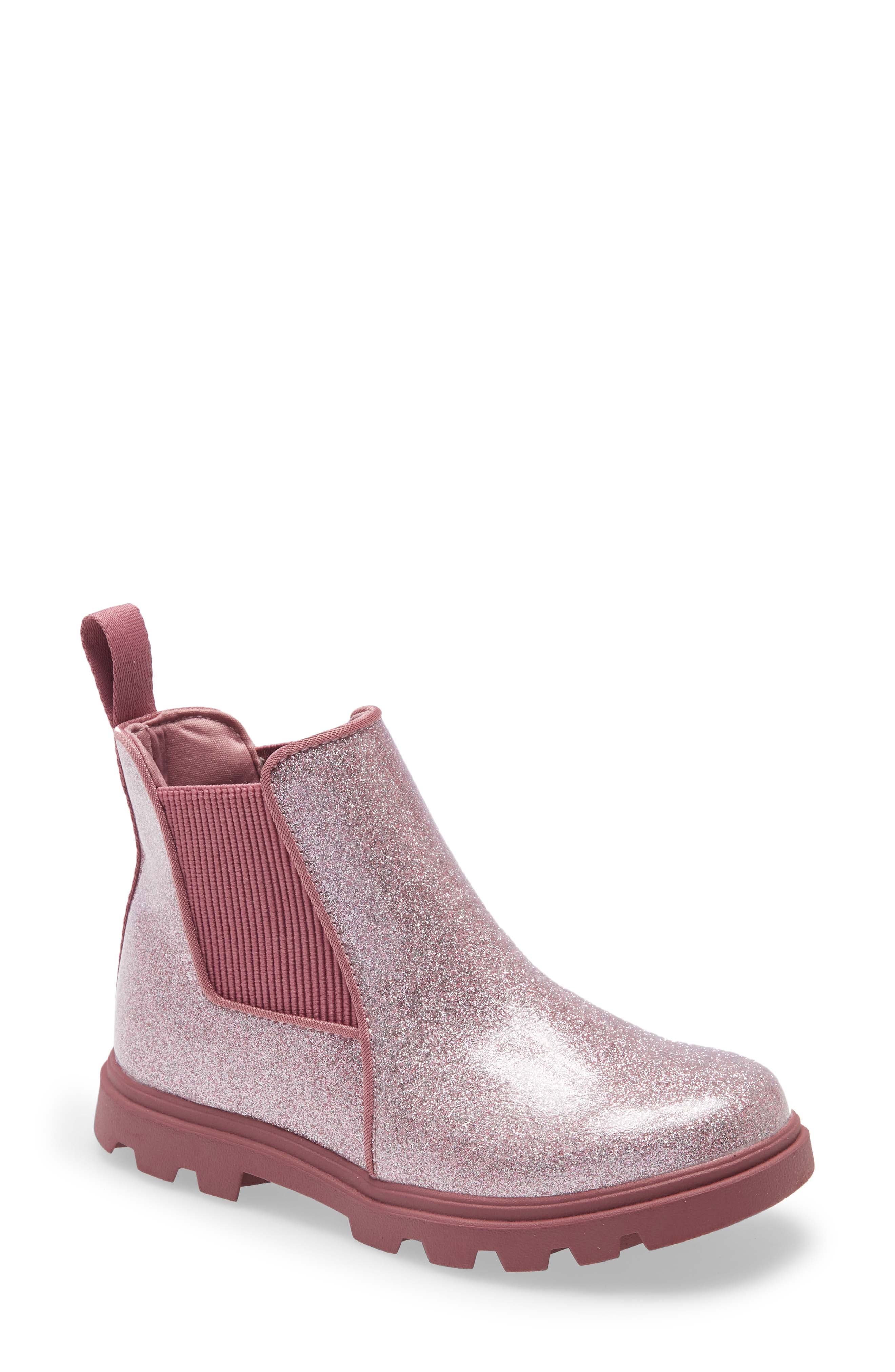 Kensington Treklite Glitter Chelsea Boot, Main, color, PINK GLITTER/ TEMPLE PINK