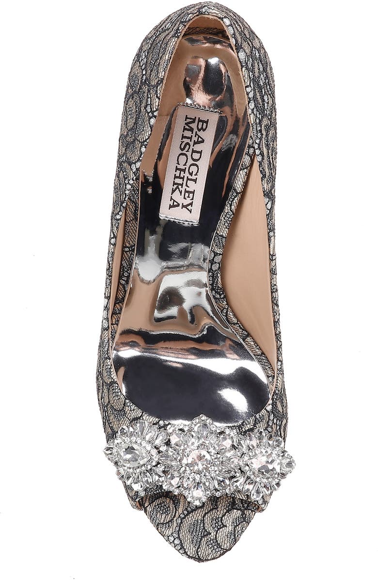Badgley Mischka Collection Badgley Mischka Crystal Embellished Lace Pump, Alternate, color,