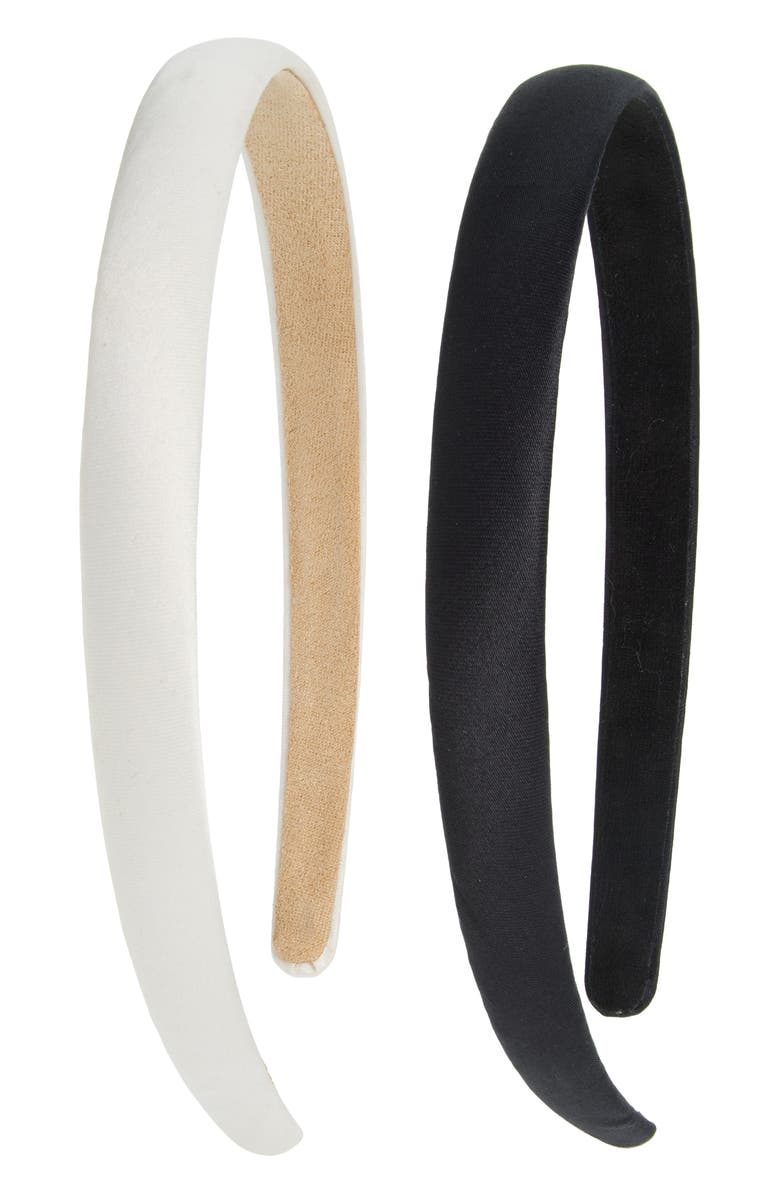 Tasha 2-Pack Skinny Solid Headband, Main, color, Black/Ivory