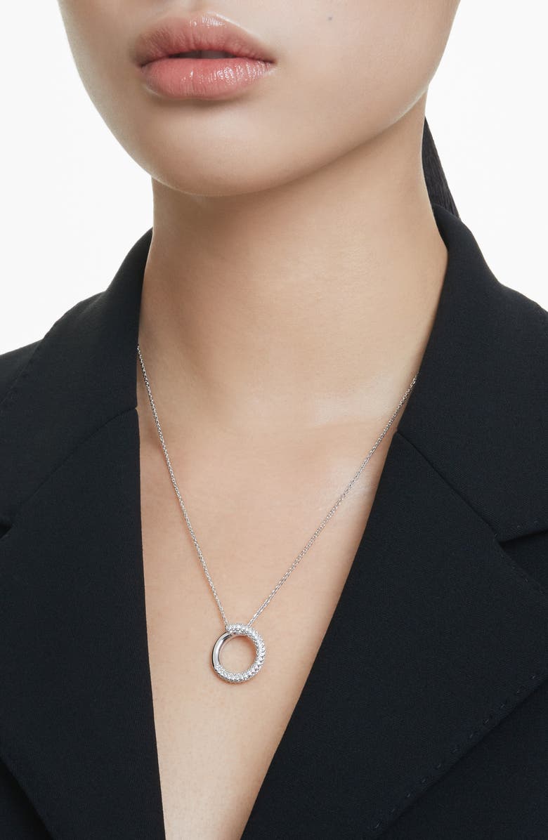 Swarovski Dextera Open Circle Pendant Necklace, Alternate, color, White/ Silver