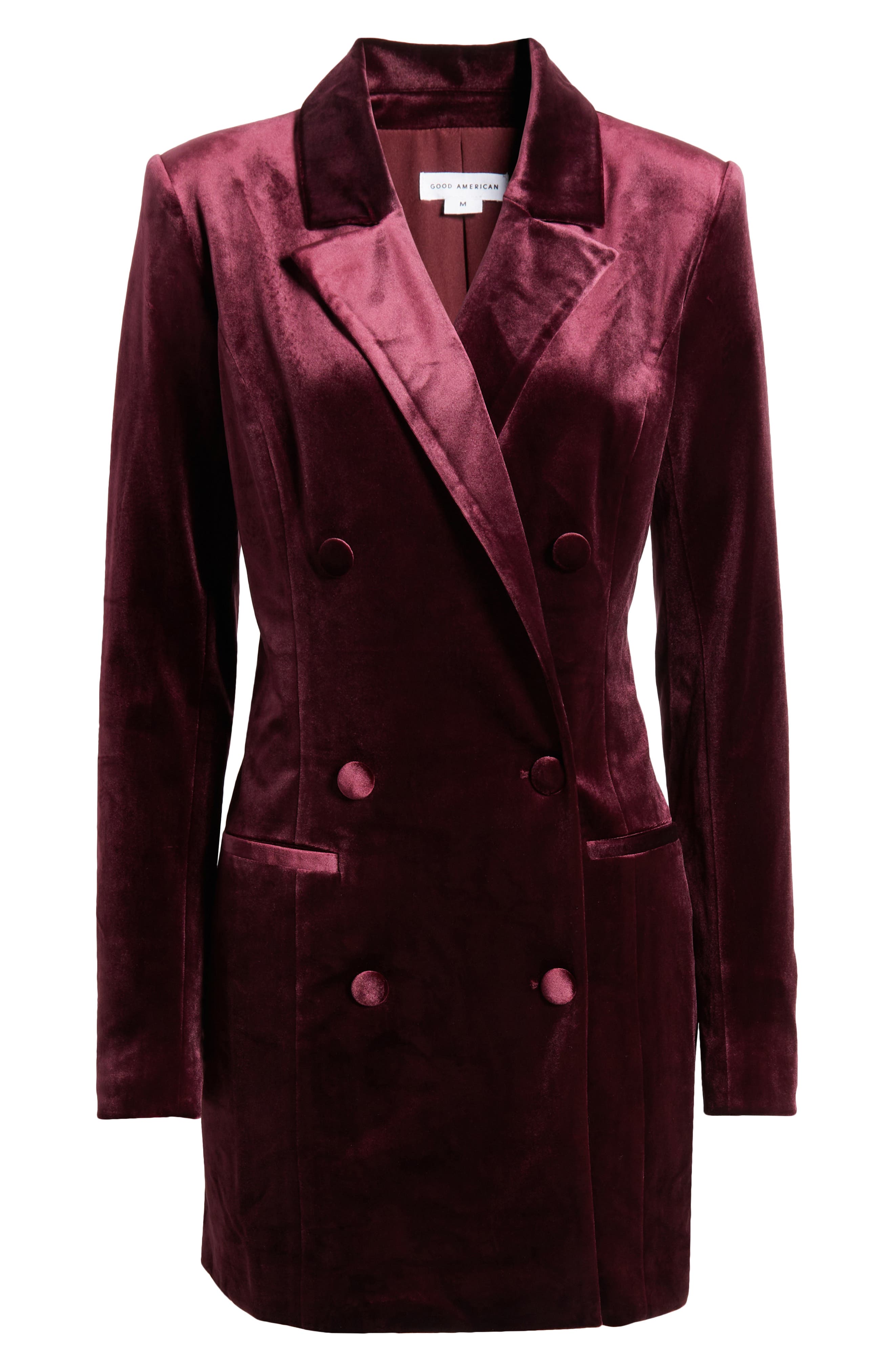Good American Executive Long Sleeve Velvet Blazer Dress