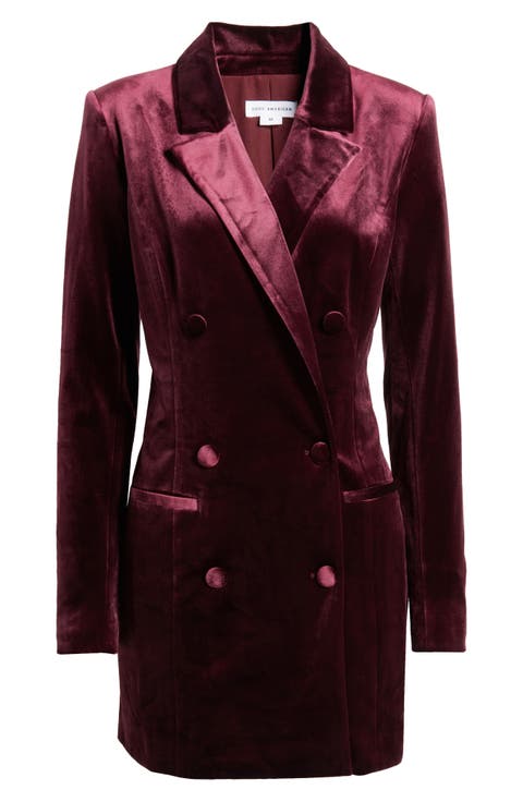 Executive Long Sleeve Velvet Blazer Dress (Regular & Plus)