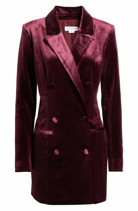 Good American Executive Long Sleeve Velvet Blazer Dress