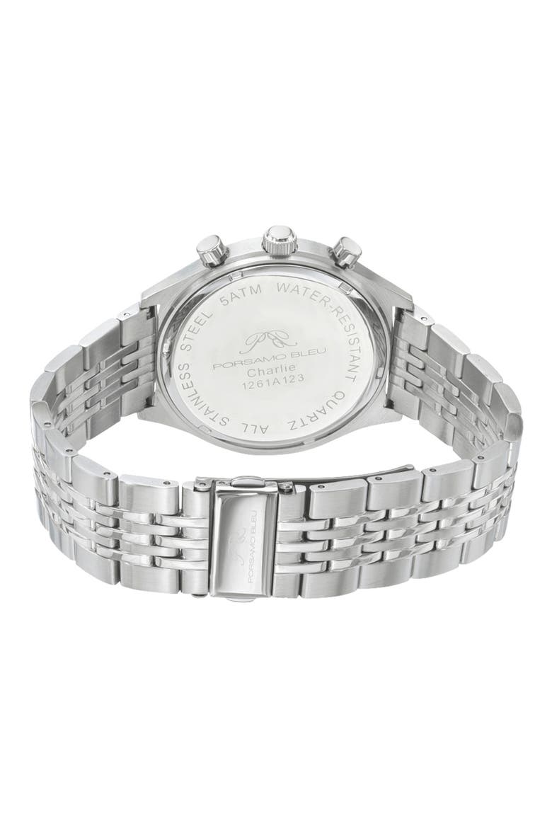 Charlie Multifunction Bracelet Strap Watch, 45mm, Alternate, color, SILVER