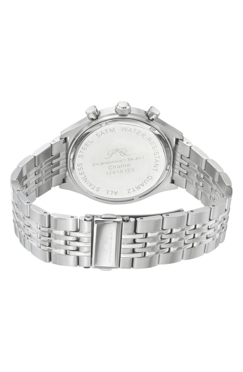 PORSAMO BLEU Charlie Multifunction Bracelet Strap Watch, 45mm, Alternate, color, Silver