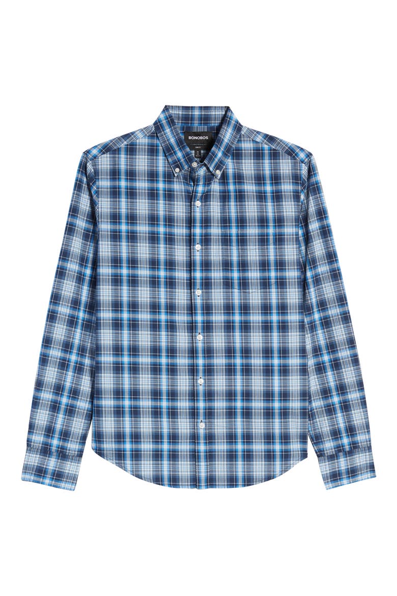 Slim Fit Plaid Button-Down Sport Shirt, Alternate, color, COBURN PLAID - PALACE BLUE
