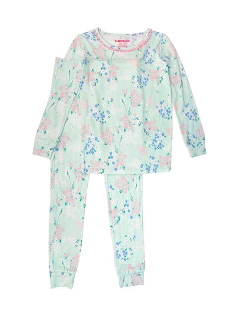 SoftSnooze Girls Ruffle Long Sleeve Pajama Set