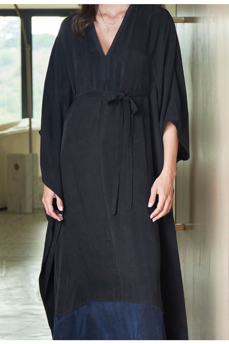 Belted Caftan, Alternate, color, Black & Navy
