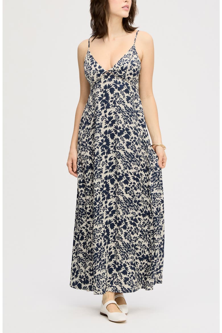 Floral Print Maxi Slipdress, Main, color, ALMOND UNTAMED GARDEN