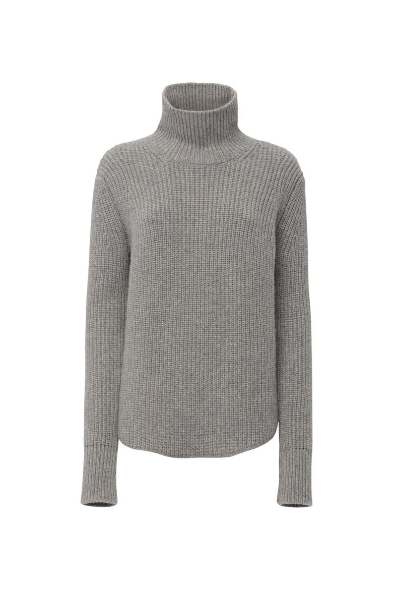 Barrie Long sleeve turtleneck ribbed sweater, Main, color, Grey