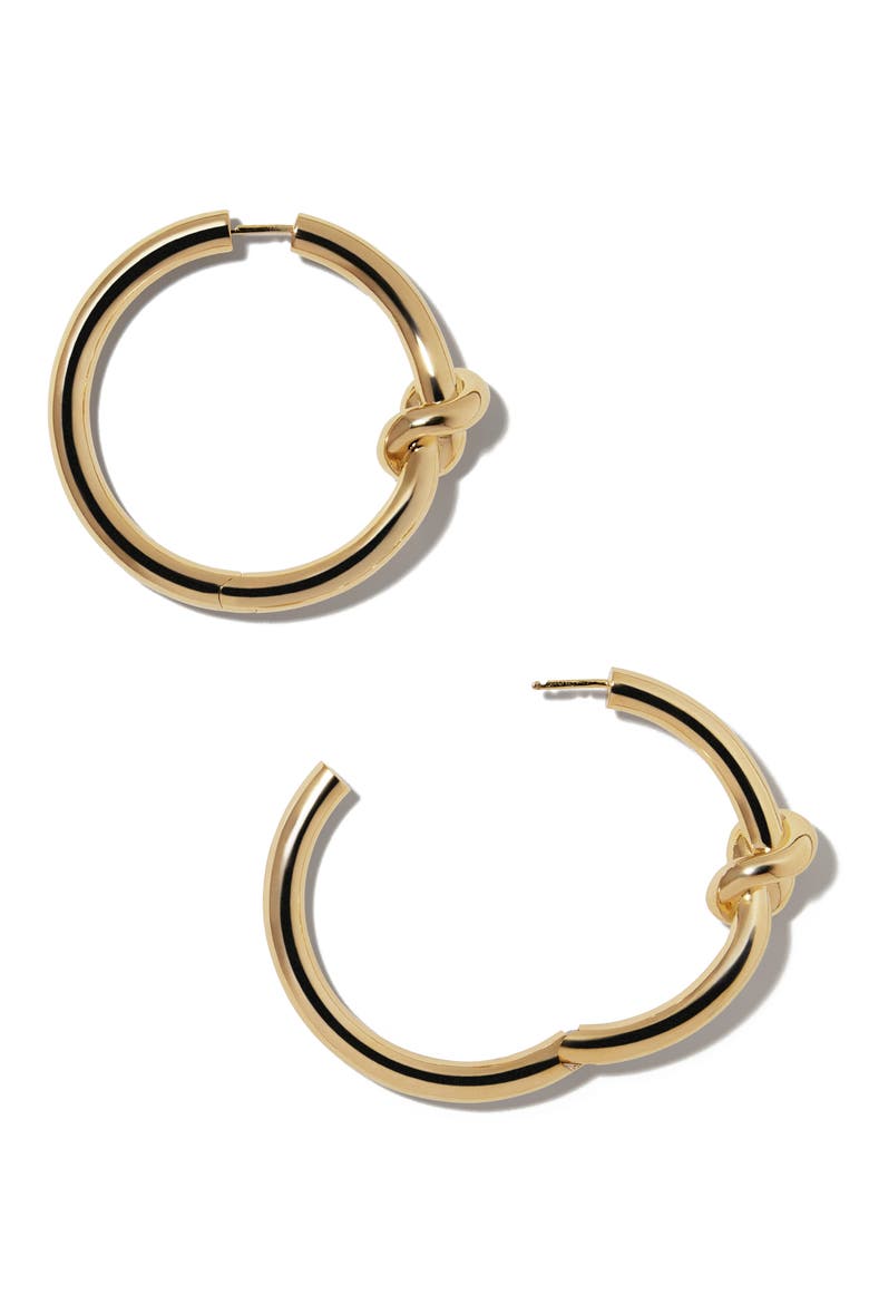 Mini Knot Hoop Earrings, Alternate, color, YELLOW GOLD