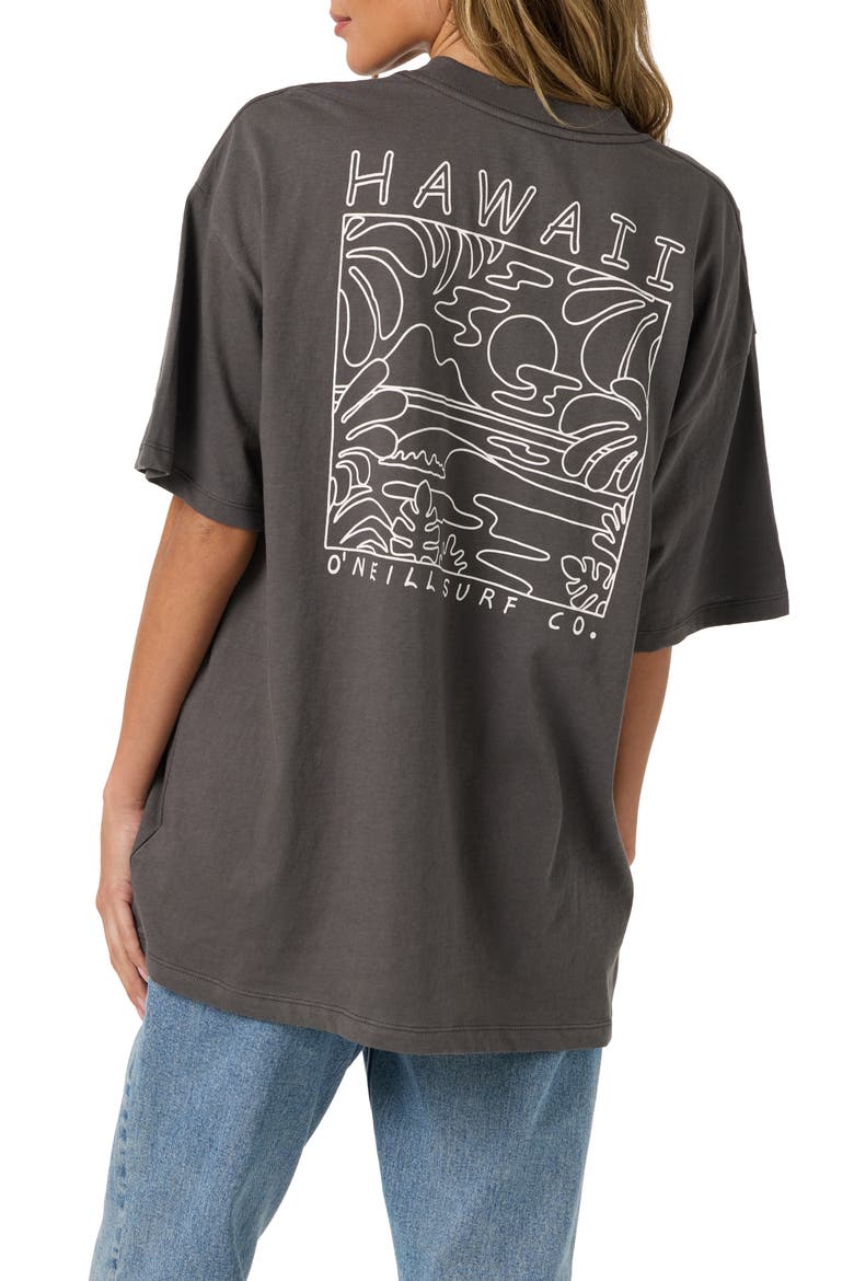 Linear Scape Graphic Oversized T-Shirt, Alternate, color, WASHED BLACK
