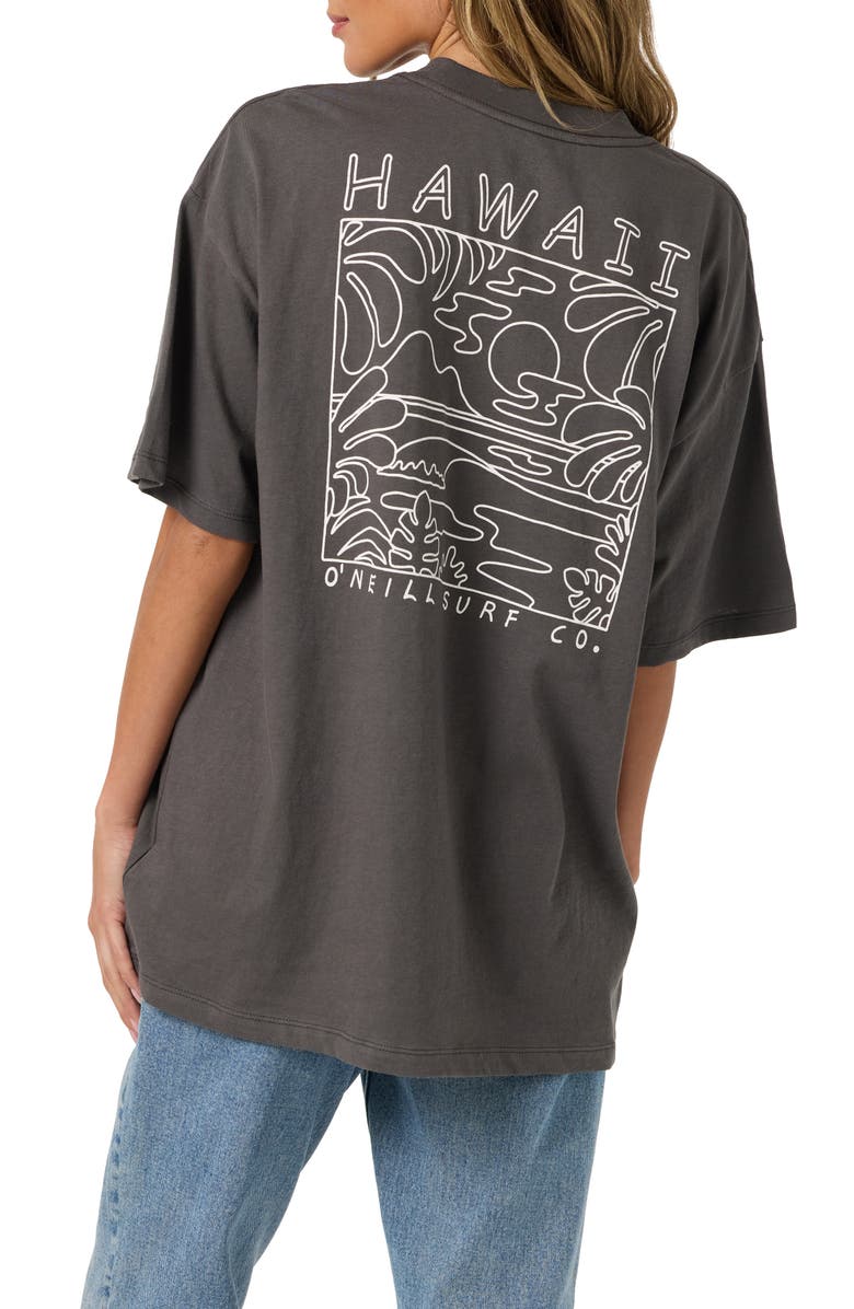 O'Neill Linear Scape Graphic Oversized T-Shirt, Alternate, color, Washed Black