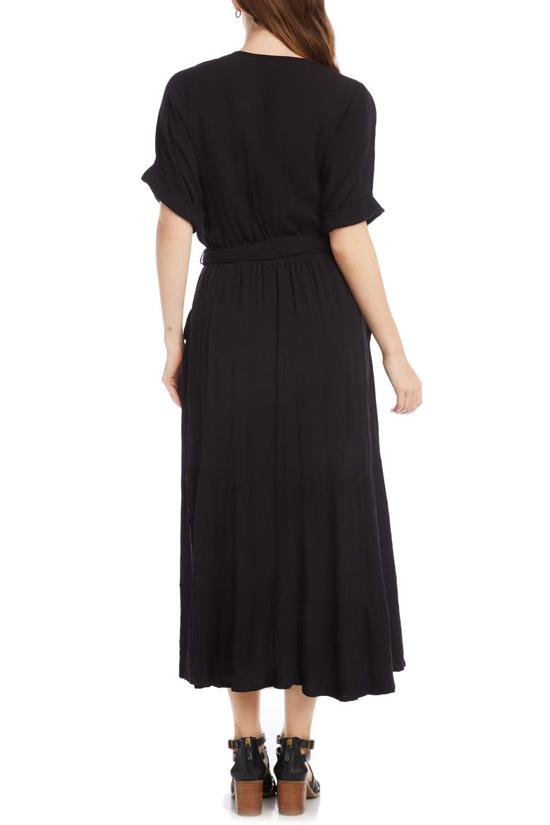 Rattan Buckle Midi Dress, Alternate, color, BLACK