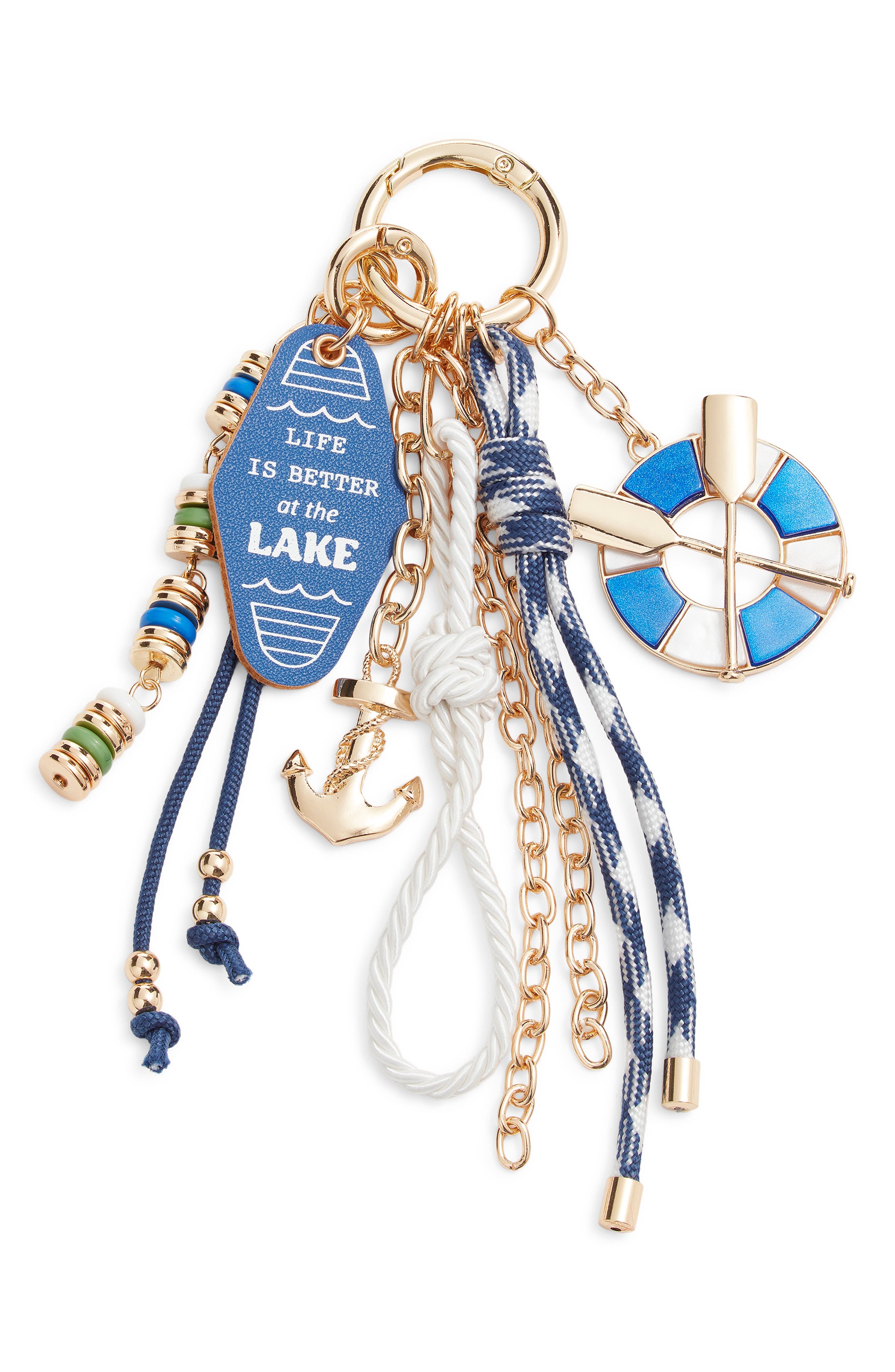 Chelsea28 Nautical Bag Charm, Main, color, Blue Multi- Gold