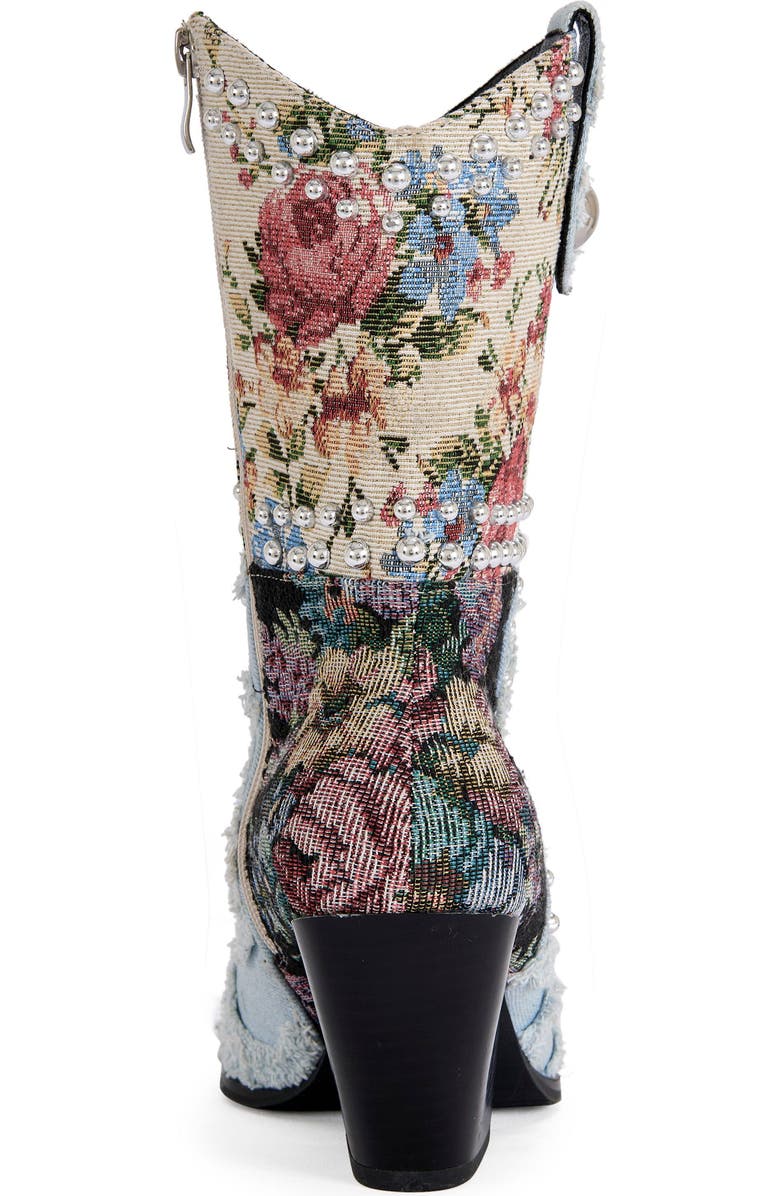 AZALEA WANG Akari Block Bootie, Alternate, color, Denim Multi