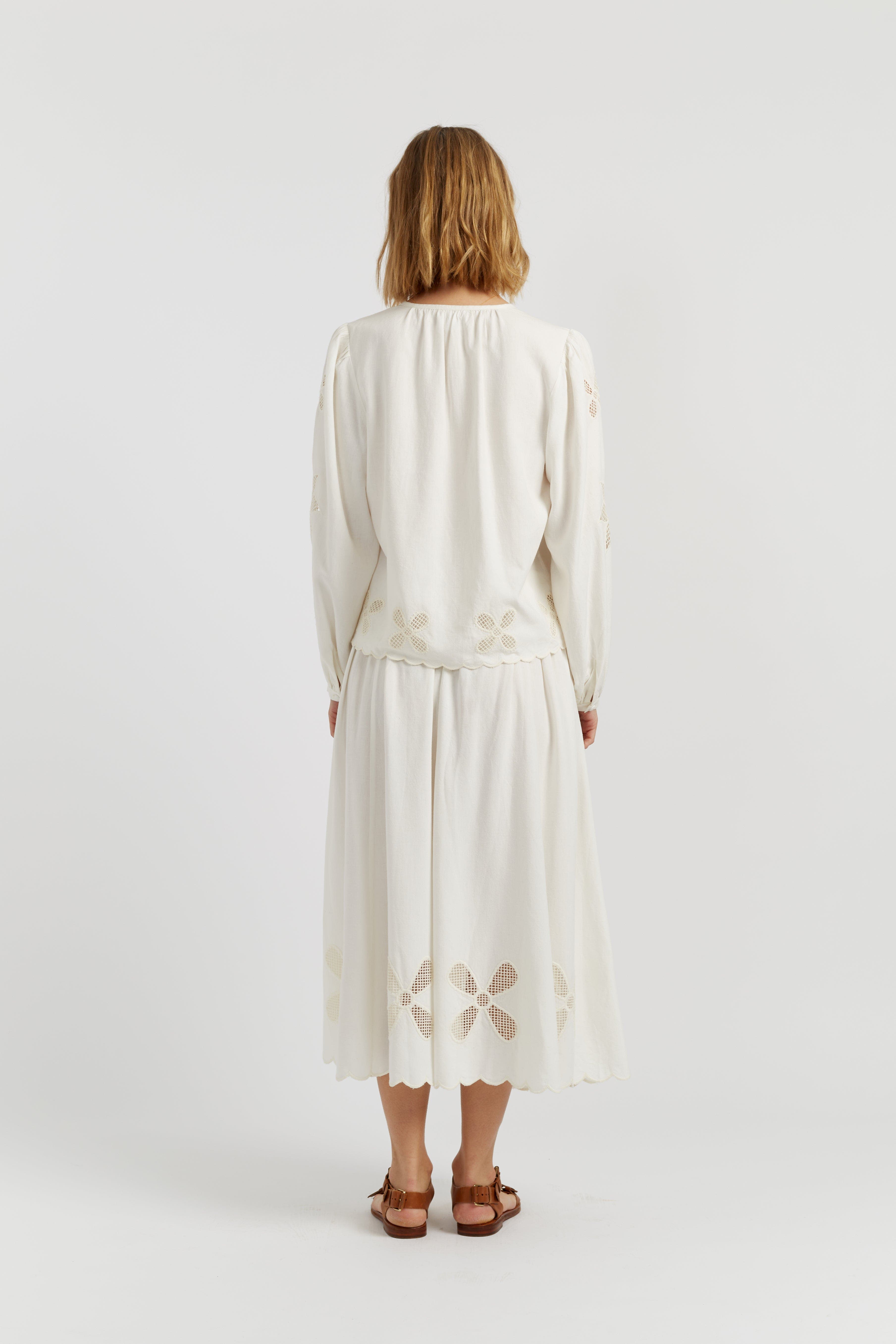 Linen-Blend Broderie Blouse - image 2