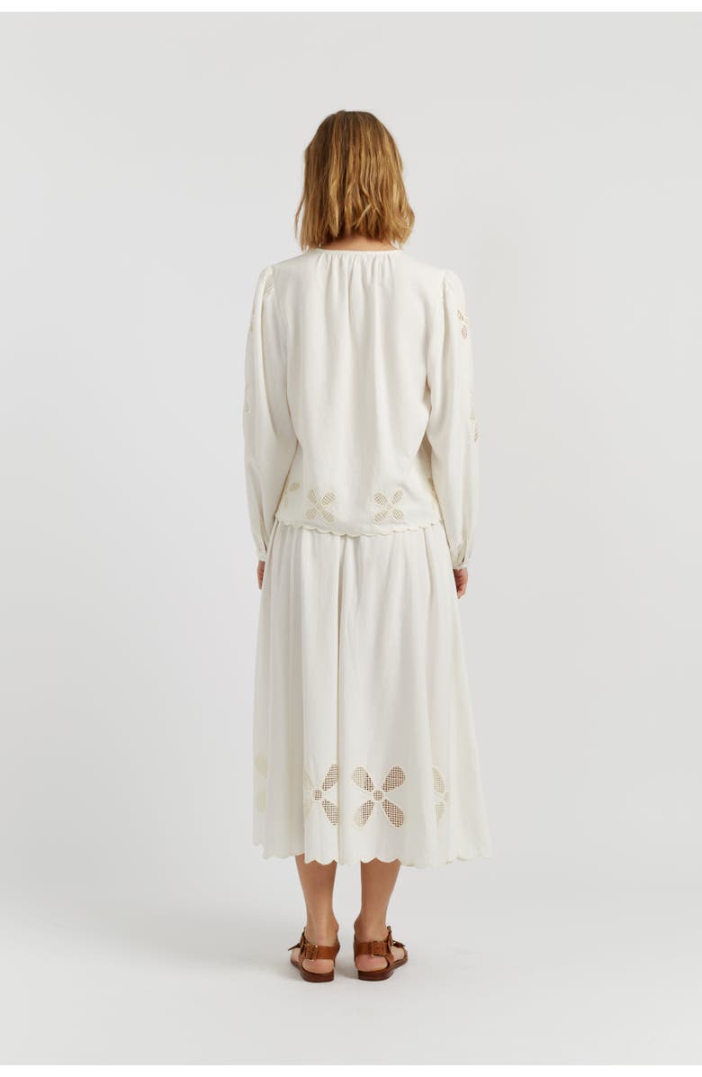 Chinti & Parker Linen-Blend Broderie Blouse, Alternate, color, Cream