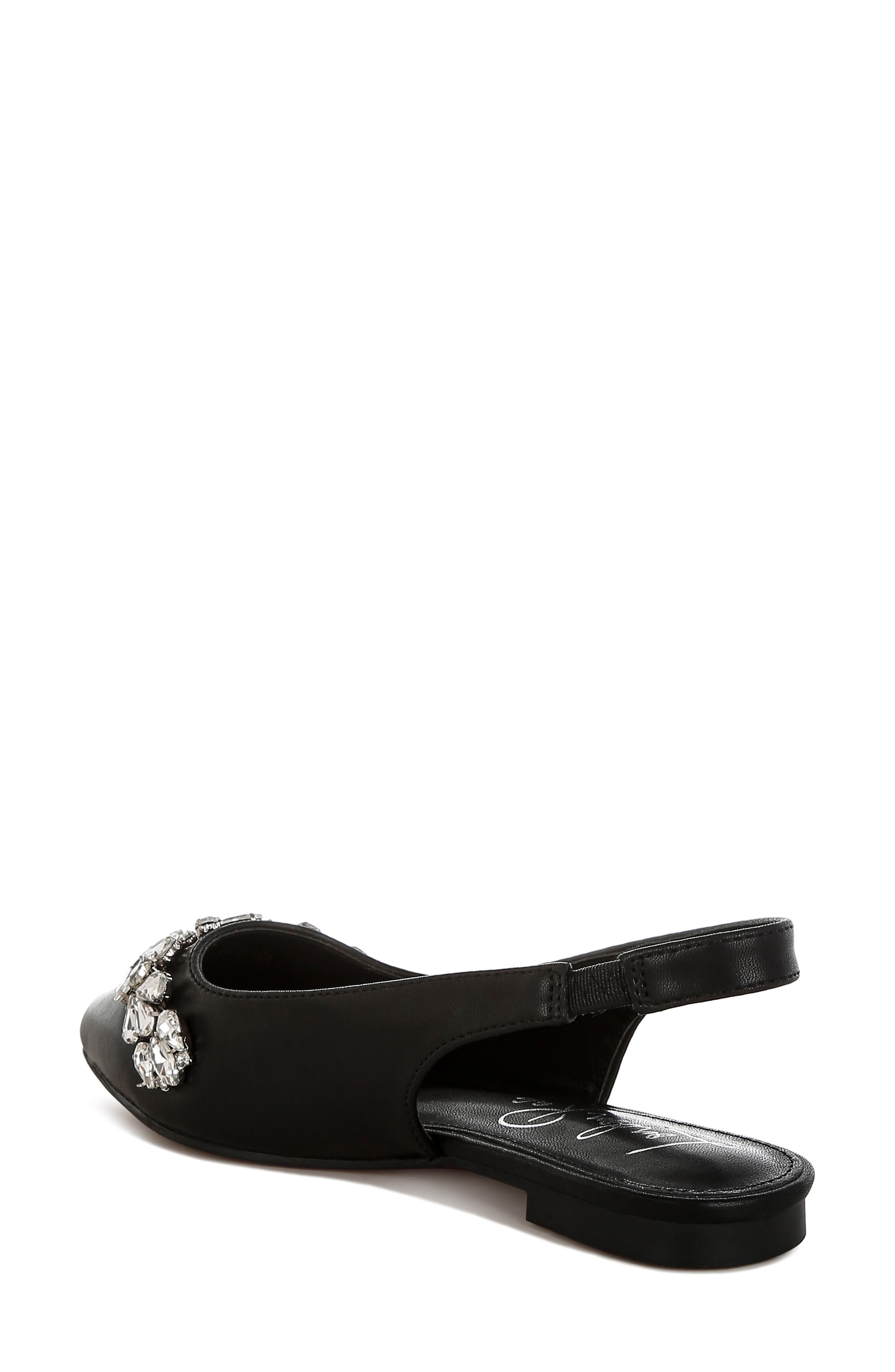 LONDON RAG Adhara Rhinestone Embellished Slingback Flat, Alternate, color, Black