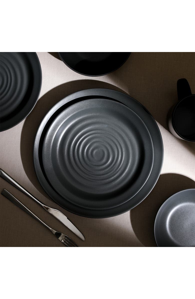 Stone Lain Orbit Stoneware 4-Piece Dinner Plate Set, Main, color, Charcoal