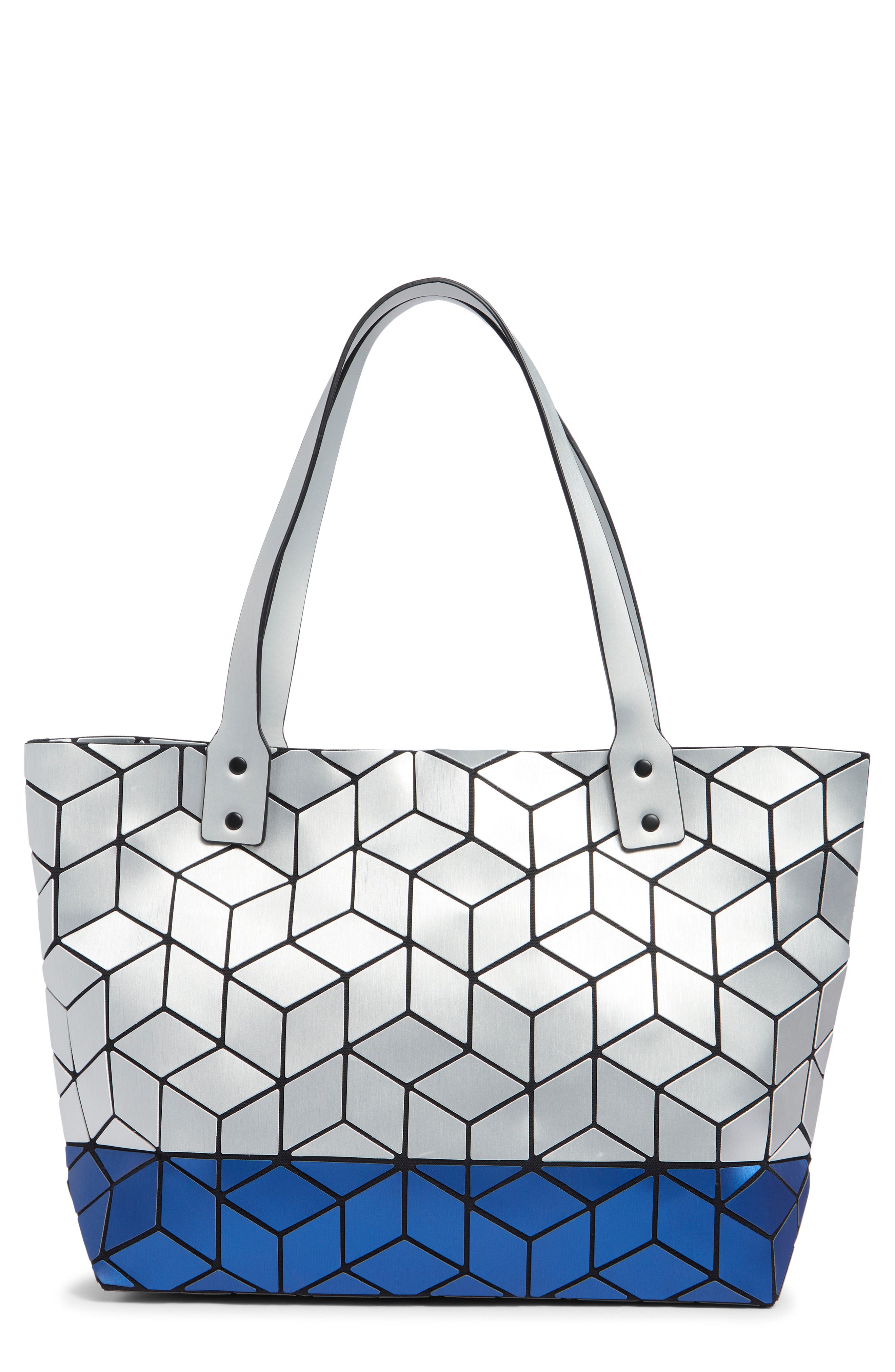 Two Tone Geo Faux Leather Tote
