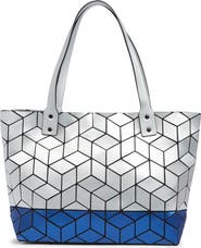 PATRIZIA LUCA Two Tone Geo Faux Leather Tote