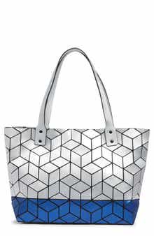 Two Tone Geo Faux Leather Tote