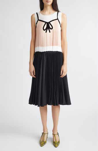 Trompe d'Oeil Satin Midi Dress