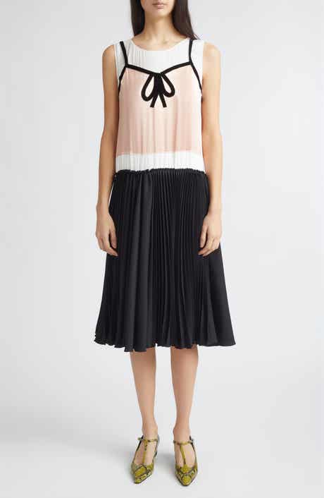 Trompe d'Oeil Satin Midi Dress