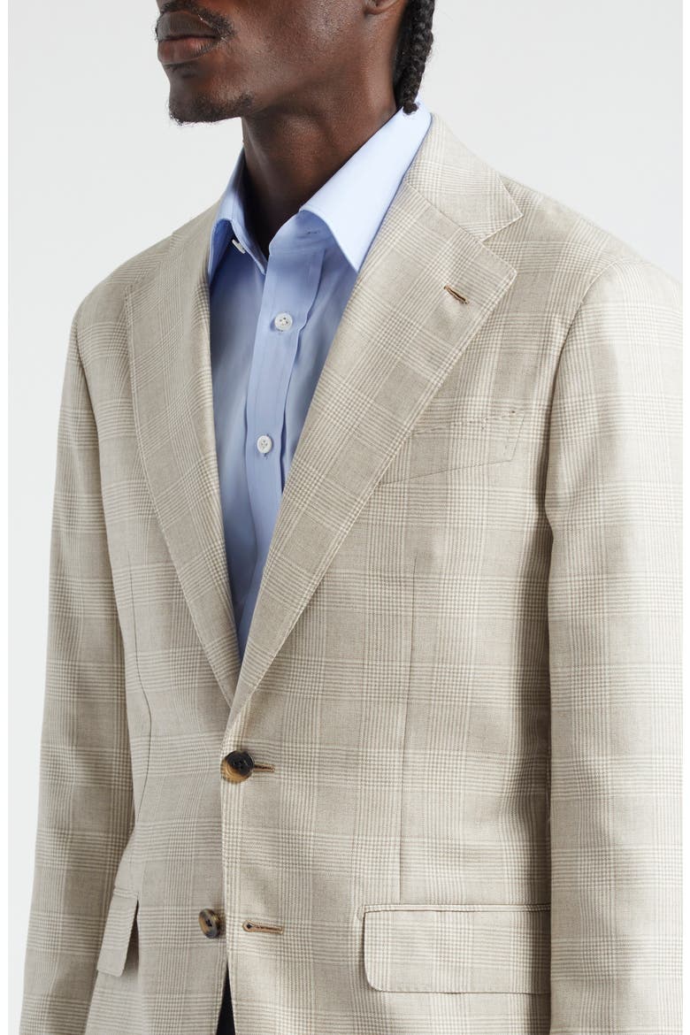 Glen Plaid Cashmere & Silk Sport Coat, Alternate, color, OAT CHECK