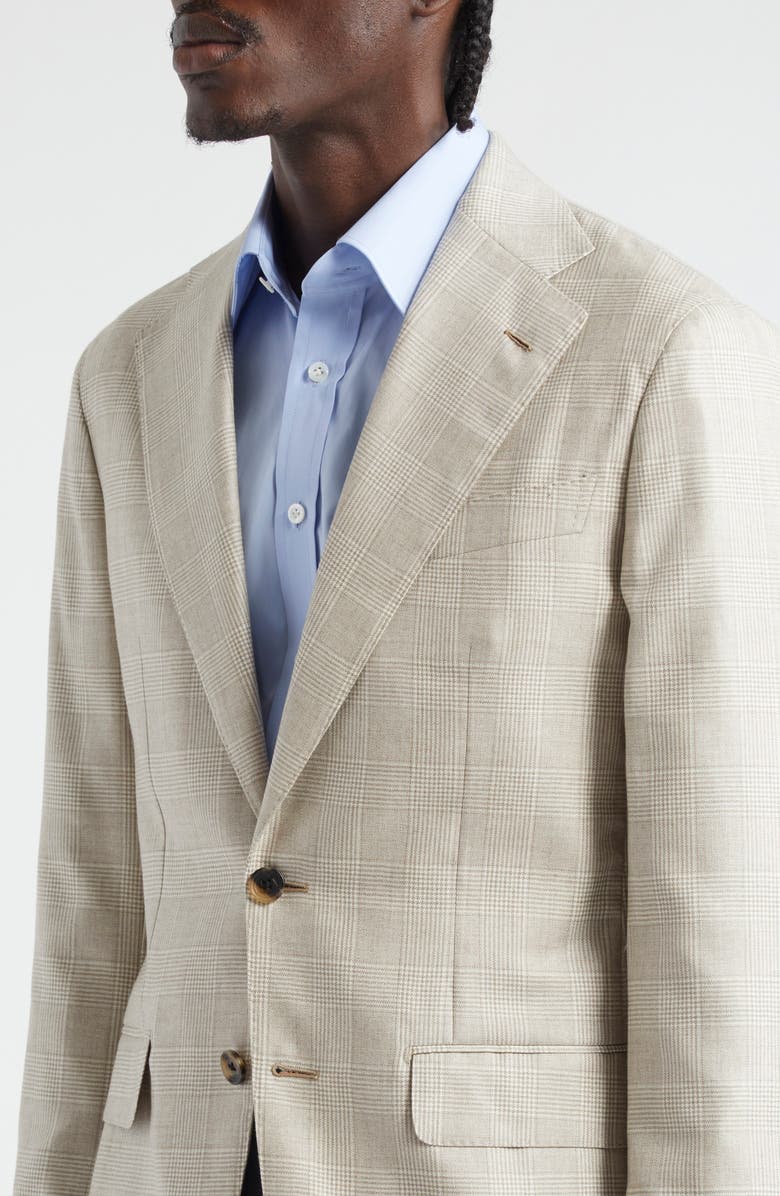 Thom Sweeney Glen Plaid Cashmere & Silk Sport Coat, Alternate, color, Oat Check